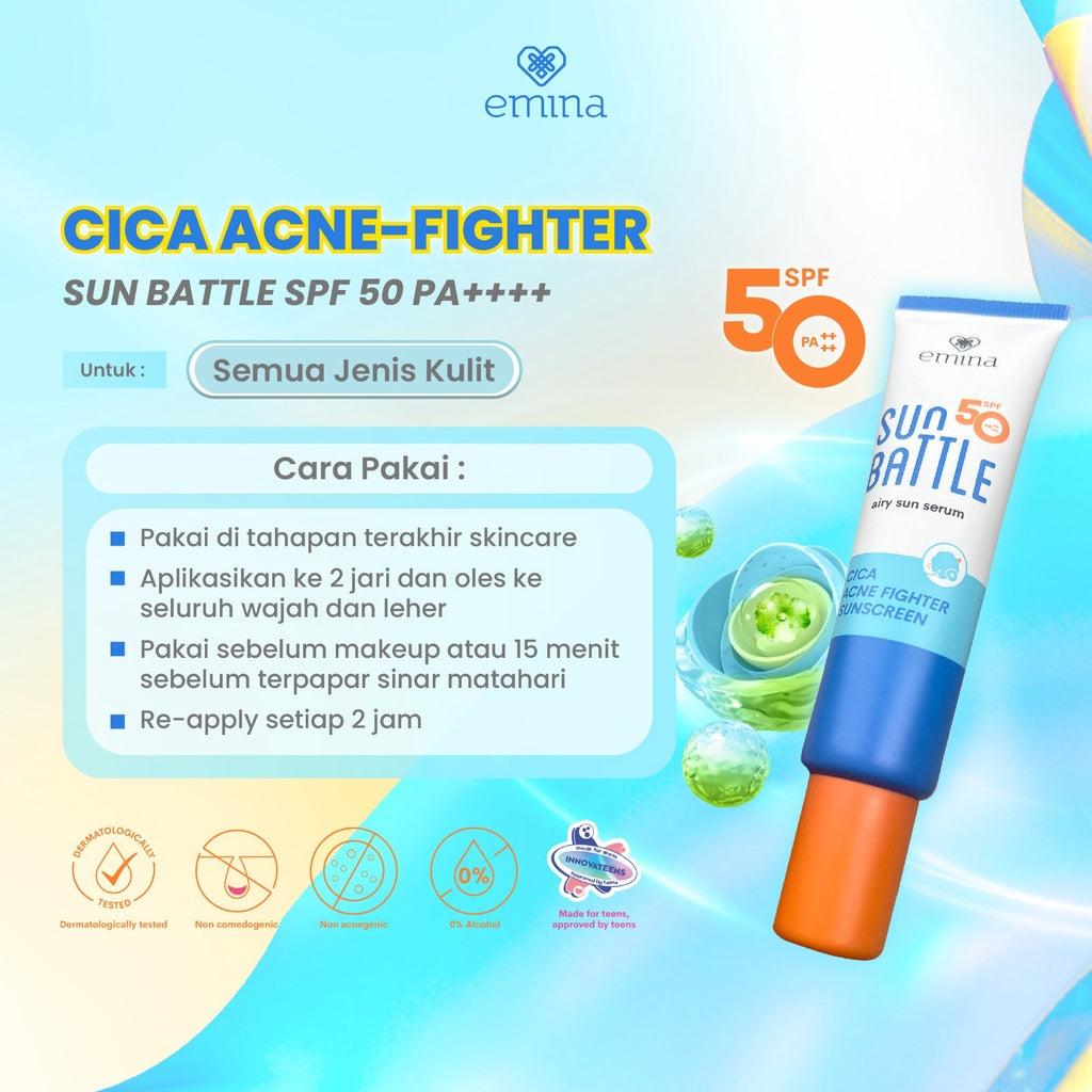 EMINA Sun Battle SPF 50 PA Cica Acne Fighter Sunscreen | 30 ml