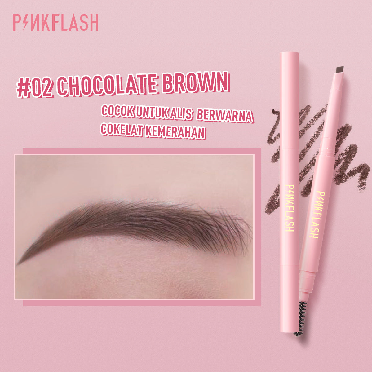 Pinkflash Waterproof Auto Eyebrow Pencil PF-E09 - #02 Chocolate Brown