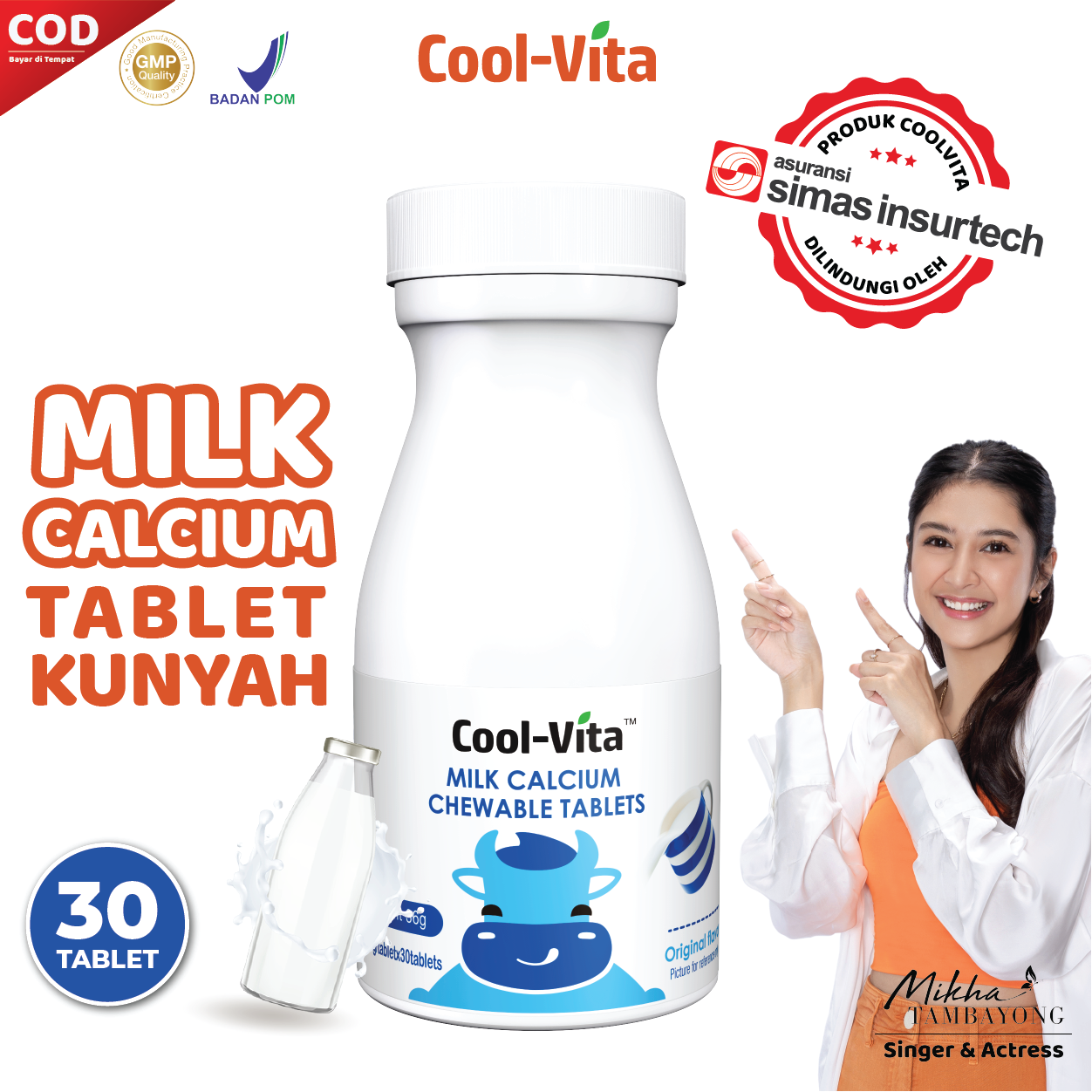 Coolvita Milk Calcium Chewable 30 Tablets- 3box | 3 x 36g