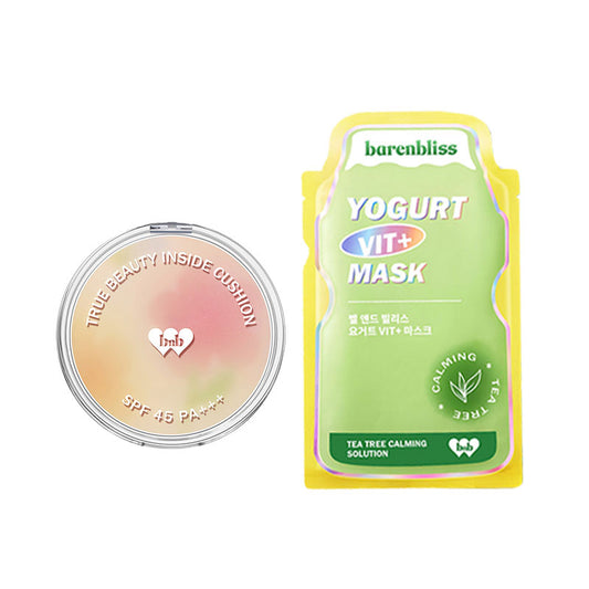 [Combo] Barenbliss True Beauty Inside Cushion - 02 Medium Blossom Bud + [Free] Yogurt Vit+ Mask Calming Sheet Mask