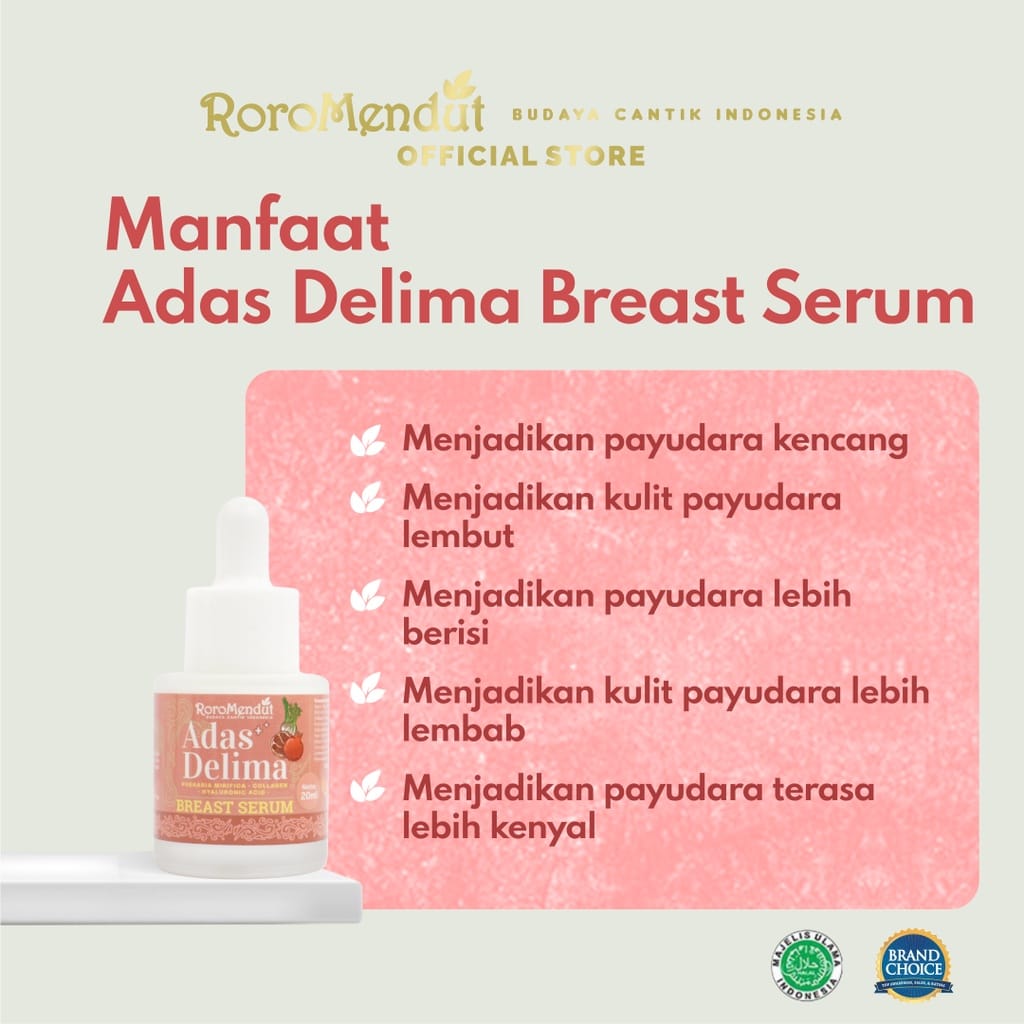 Roro Mendut Serum Payudara Adas Delima Pueraria Mirifica Hyaluronic Acid Collagen | 20 ml