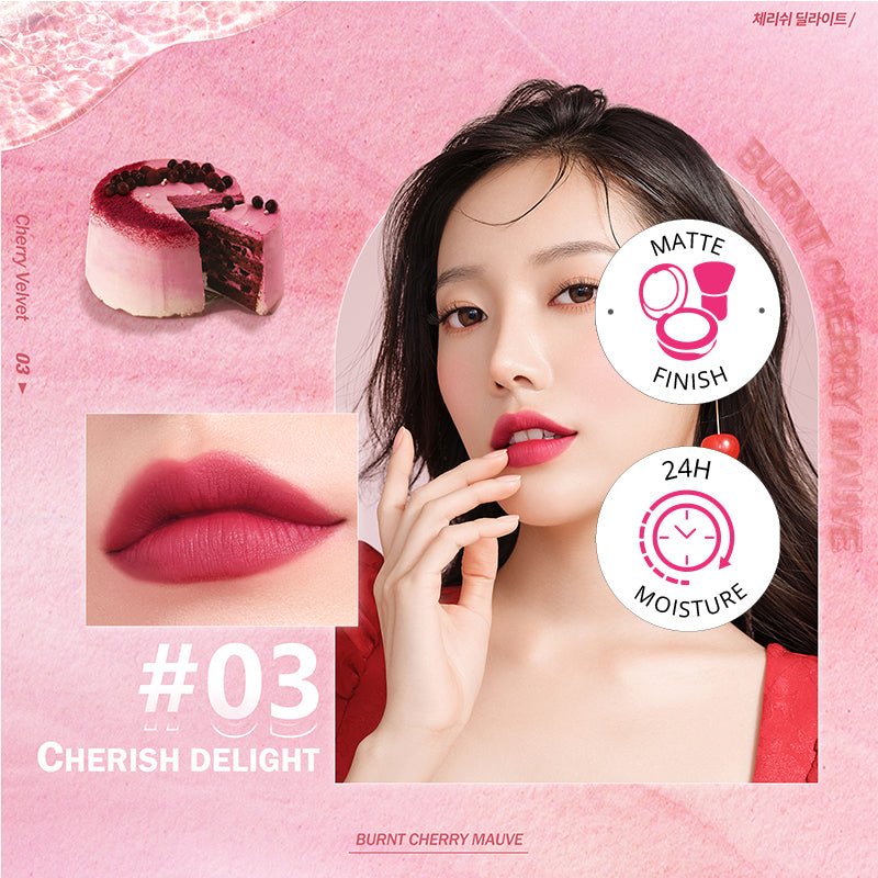 Barenbliss Cherry Makes Cheerful Lip Velvet - 03 Cherish Delight | 3 g