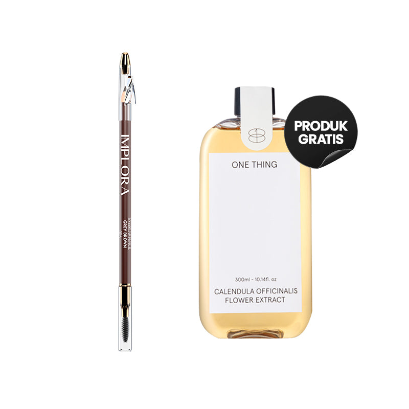 Combo 1+1 Implora Eye Pencil - Grey Brown + One Thing Calendula Officinalis Flower Extract | 150 ml