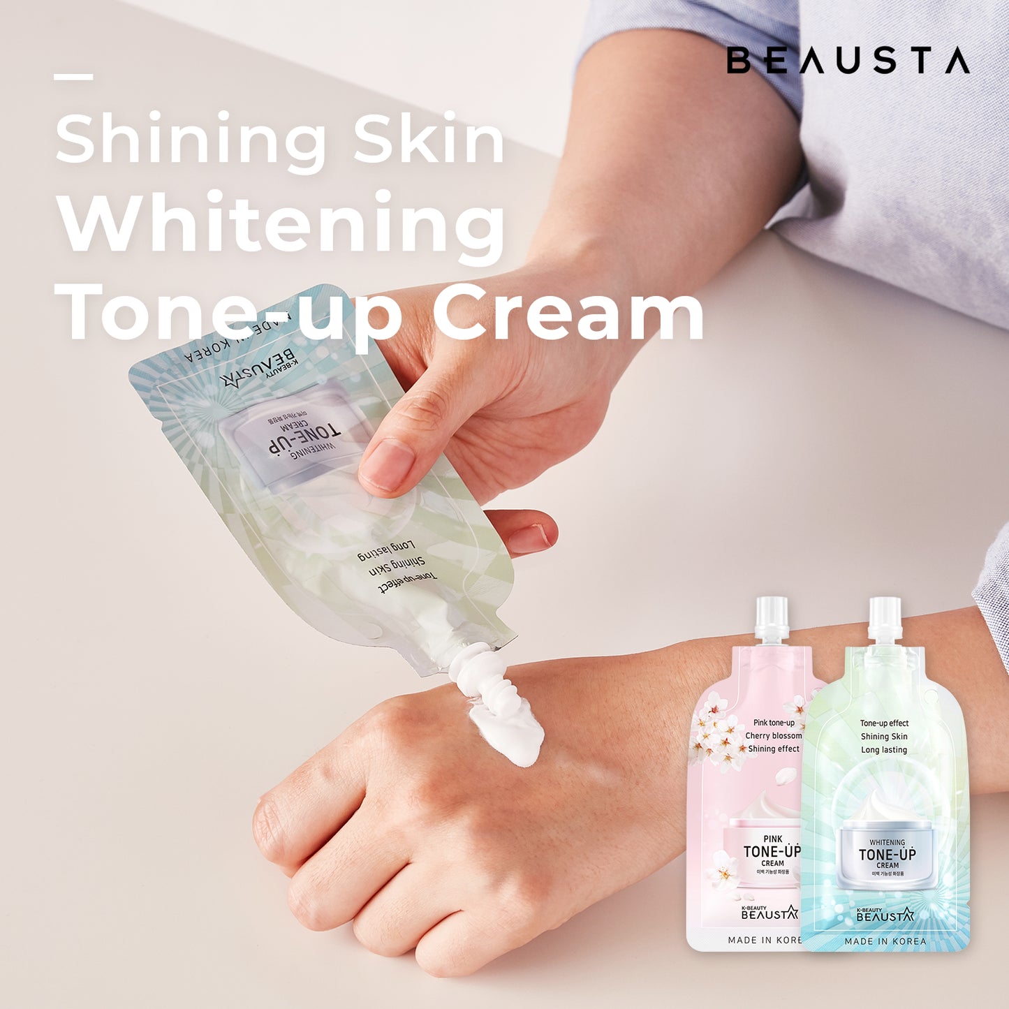 Beausta Whitening Tone-Up Cream | 15 ml X 10 pcs