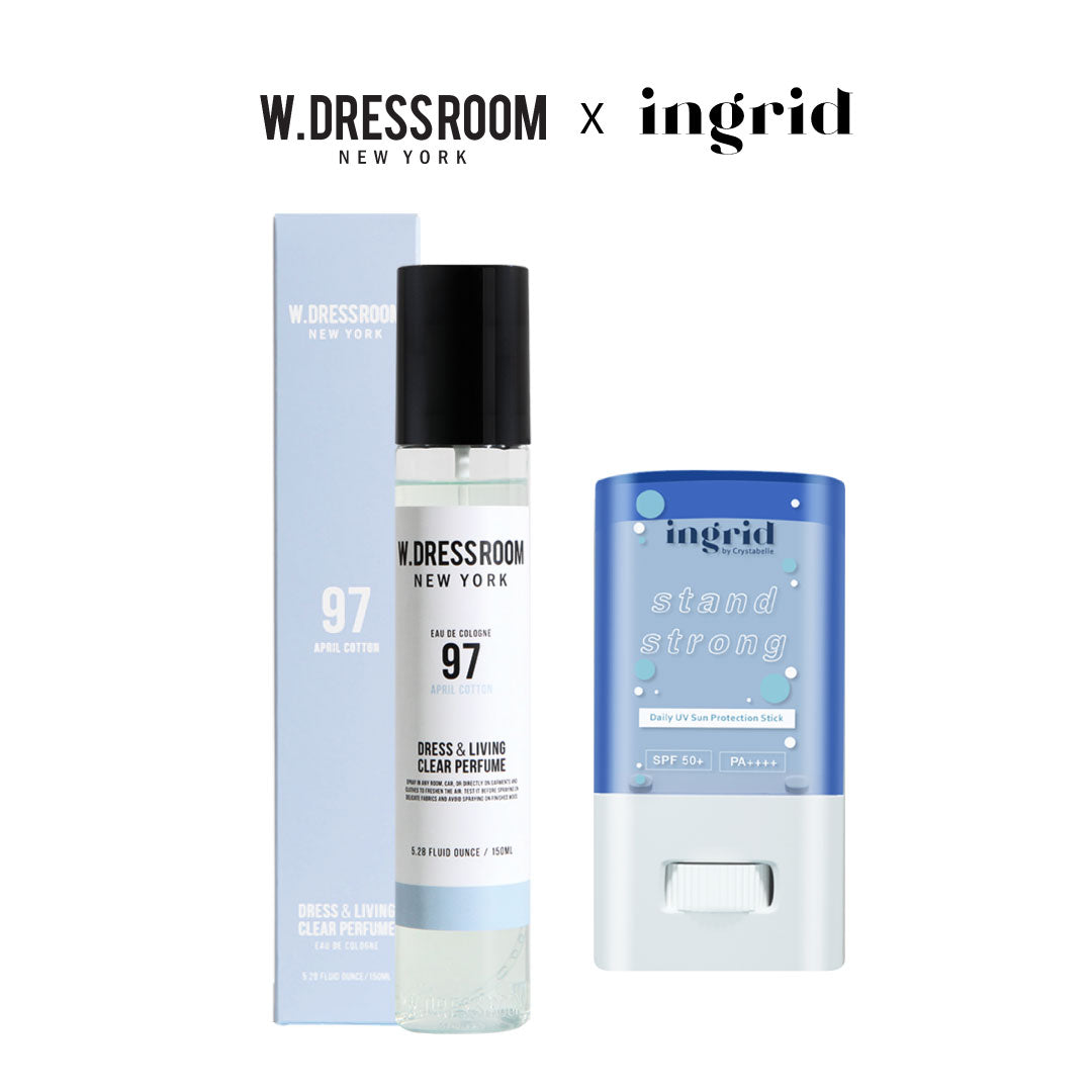 [Combo] WDressroom Dress & Living Clear Perfume No. 97 April Cotton (150 ml) + Ingrid UV Stick Sunscreen + [Free] WDressroom Pouch