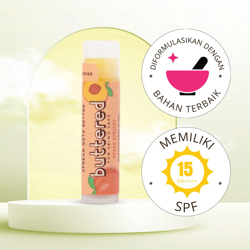 Buttered Premium Lip Balm SPF 15 - Peach Apricot