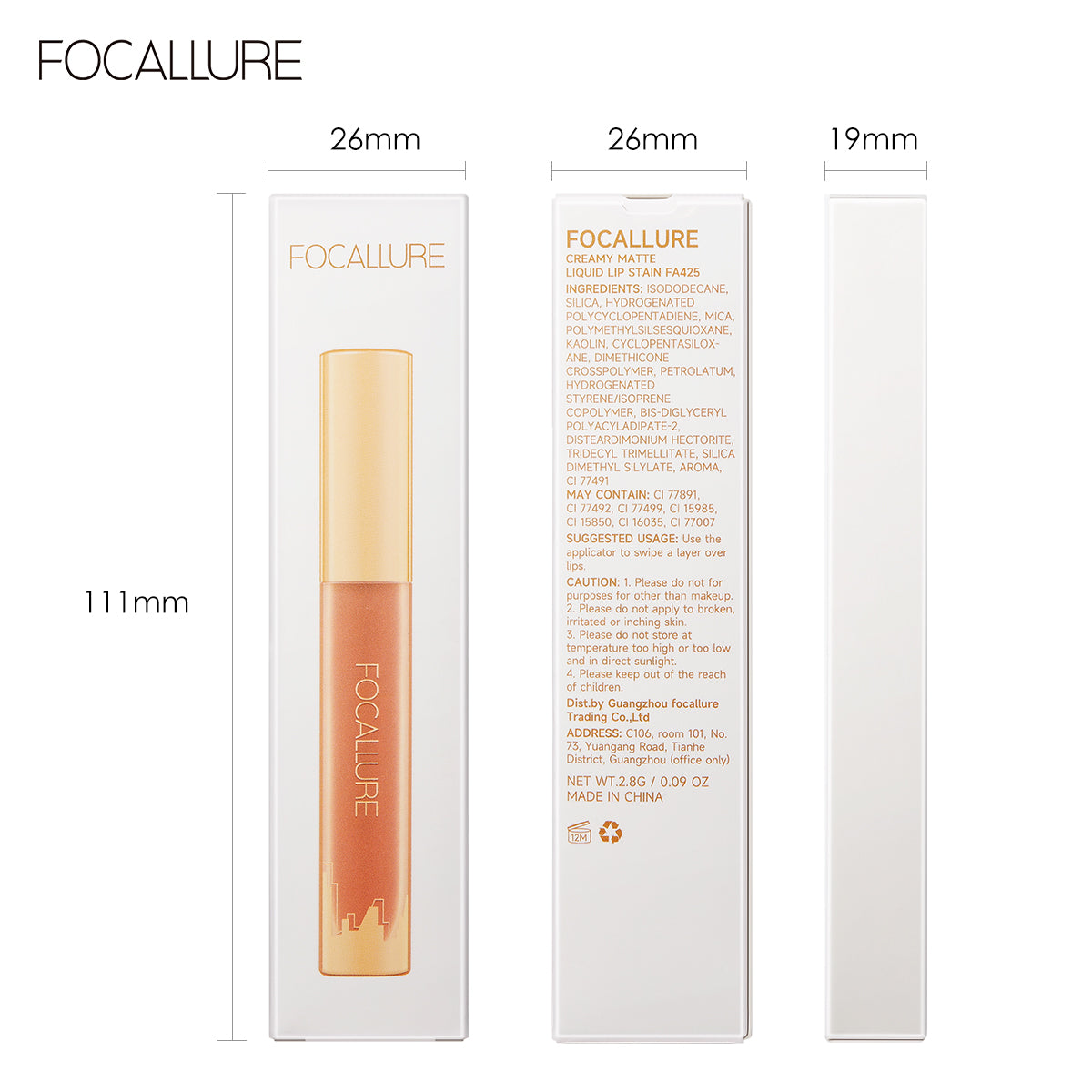 FOCALLURE CREAMY MATTE LIQUID LIP STAIN FA425 NU01