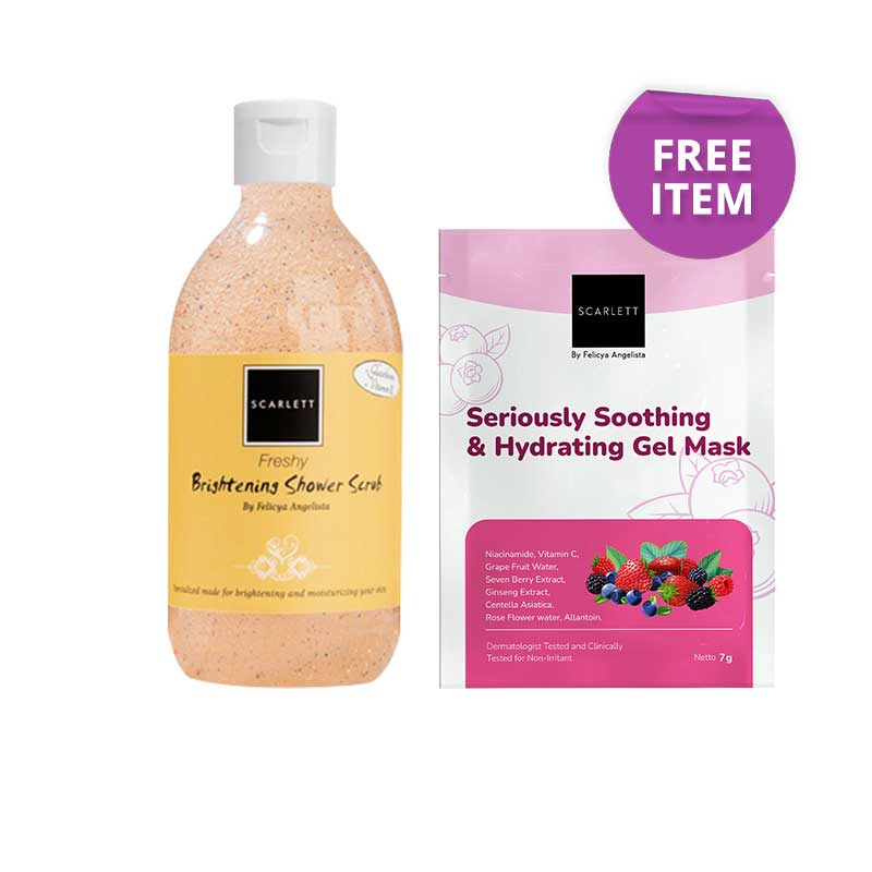 [Combo] Scarlett  Whitening Shower Scrub - Freshy (300ml) + Free Scarlett Seriuosly Soothing & Hydrating Mask (Sachet)