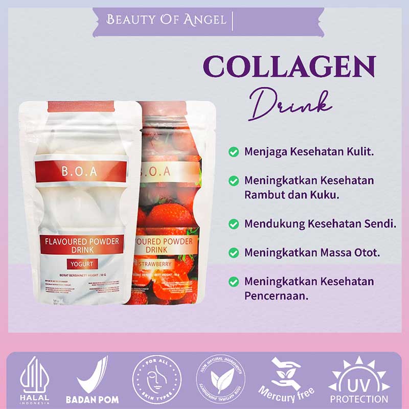 Beauty Of Angel Collagen Drink Paket 2 varian Strawberry & Yoghurt | 50 g