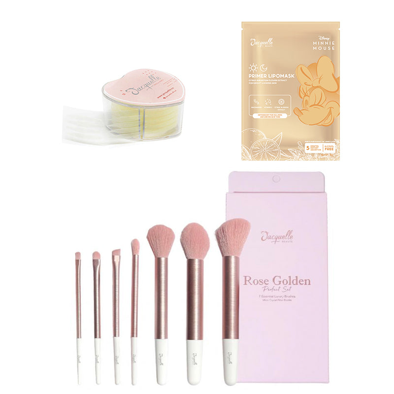 [Combo] Jacquelle Primer Lipo Mask - Bright Looking Skin+ Rose Golden Perfect Brush Set