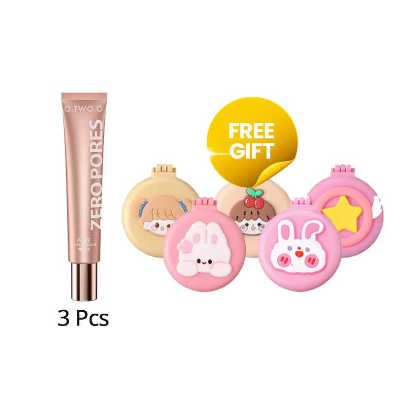 COMBO 3+1 O.Two.O Invisible Pore Soft Focus Makeup Primer FREE 2 in 1 Comb & Mirror