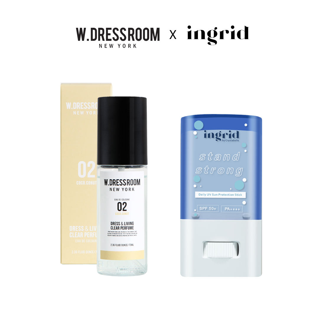 [Combo] WDressroom Dress & Living Clear Perfume No. 02 COCO Conut (70 ml) + Ingrid UV Stick Sunscreen + [Free] Pouch