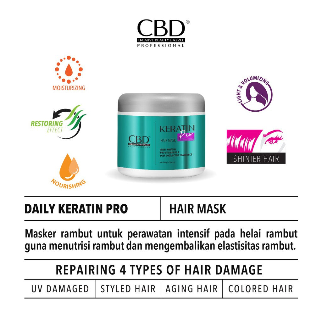 CBD Keratin Pro Daily Use Hair Mask | 500g