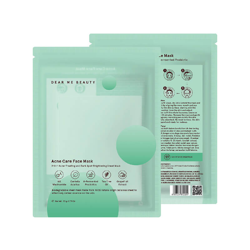 Dear Me Beauty Acne Care Face Mask 4% Niacinamide + Probiotic + Centella Asiatica + Grapefruit Extract | 12 pcs