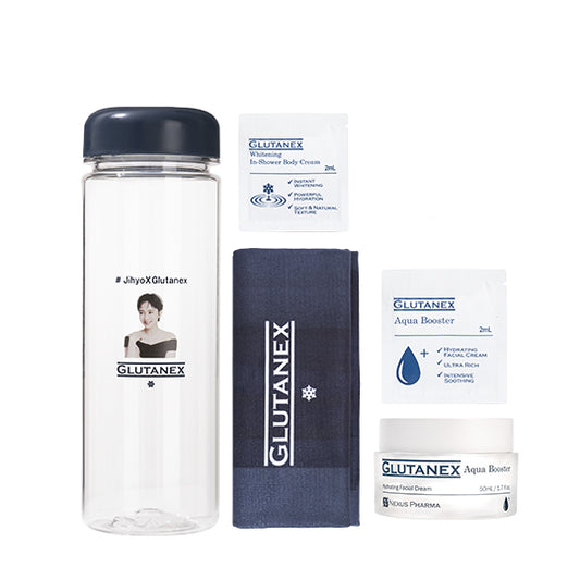 [Mega Combo] Glutanex Bundle III Tumbler + Towel + In-Shower Body Cream + Aqua Booster + Facial Cream