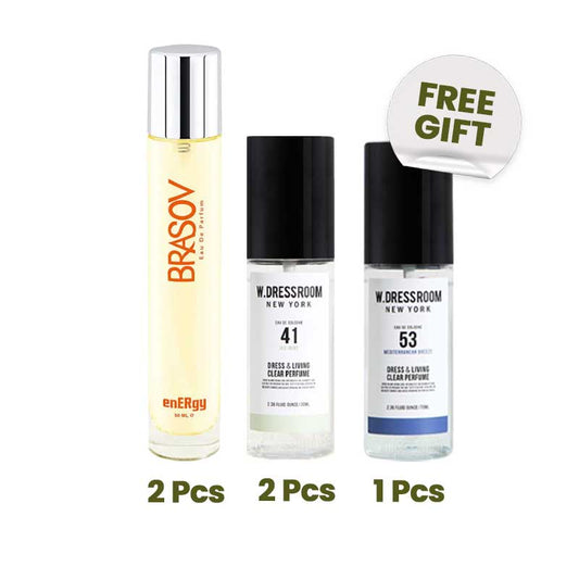 COMBO 4+1 Brasov EDP Energy (Kuning) | 50 ml & W Dressroom No. 41 Jas-Mint -  70 ml FREE Tester W Dressroom