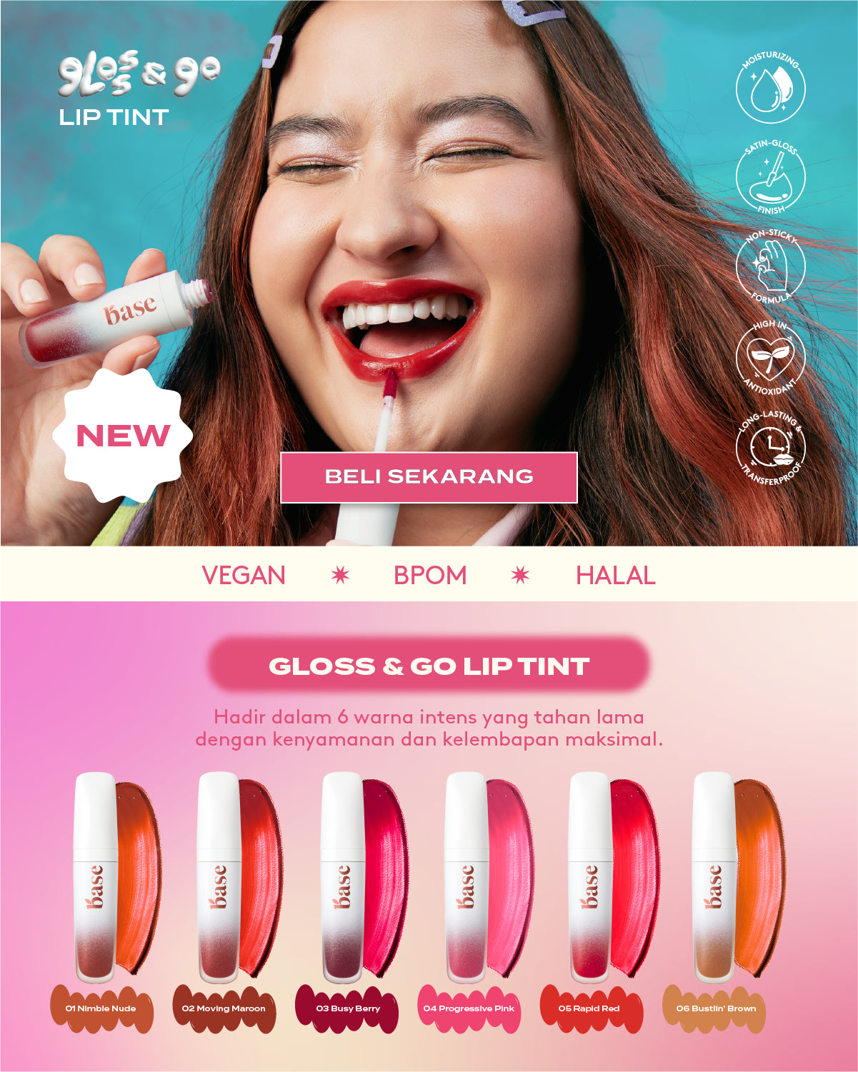 BASE Gloss & Go Lip Tint Busy Berry