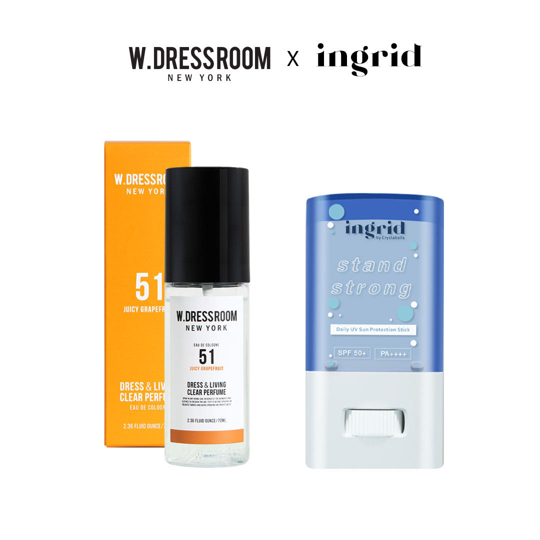 [Combo] W Dressroom Dress & Living Clear Perfume No. 51 Juicy Grapefruit (70 ml) + Ingrid UV Stick Sunscreen + [Free] Pouch