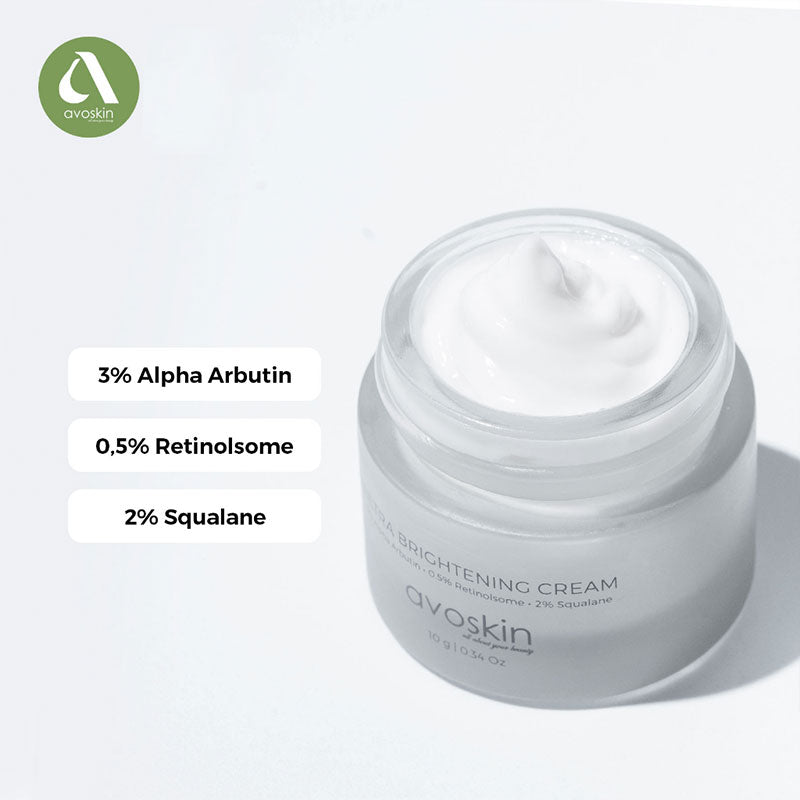 AVOSKIN Ultra Brightening Cream 3% Alpha Arbutin + 0.5% Retinolsome + 2% Squalane | 10 gr