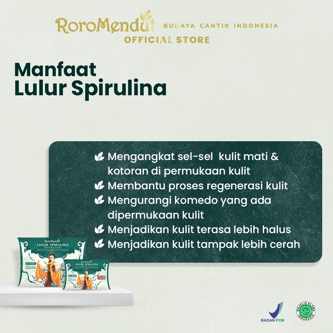 Roro Mendut Lulur Spirulina Whitening Anti Acne Face Scrub | 40 g