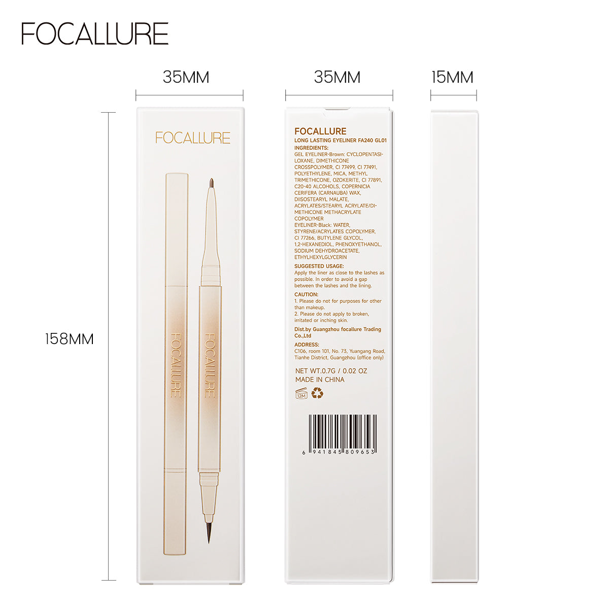 FOCALLURE LONG LASTING EYELINER FA240 GL01