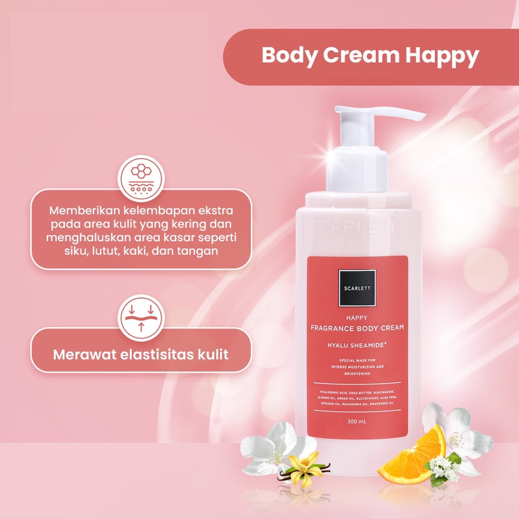 Scarlett Whitening Fragrance Body Cream Happy | 300 ml