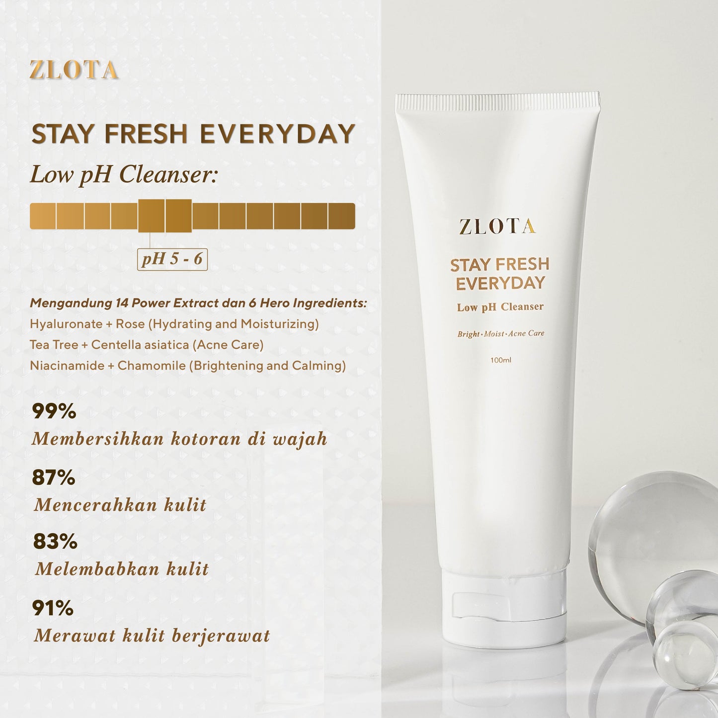 ZLOTA Stay Fresh Everyday Low pH Cleanser 100ml