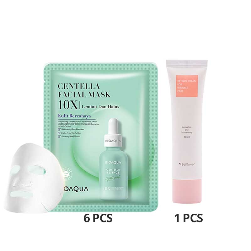 COMBO 6+1 BIOAQUA Centella Facial Mask 28ml Free Bellflower