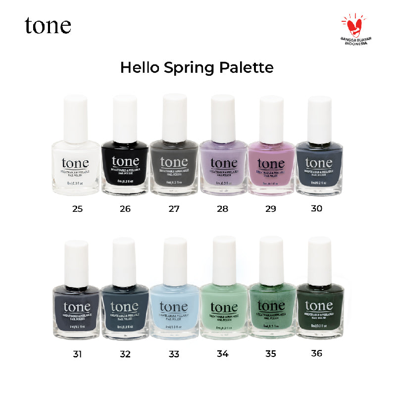 TONE Breathable and Peelable Nail Polish Hello Spring Palette Series (25-48) 1 box