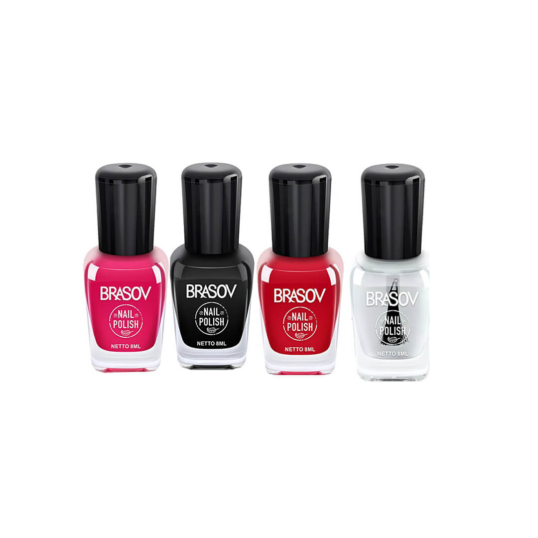 Brasov Nail Polish Single Colours : # 01 (White), # 37 (Red), # 64 (Maroon), # 65 (Clear), # 104 (Black), # 109 (Pink)