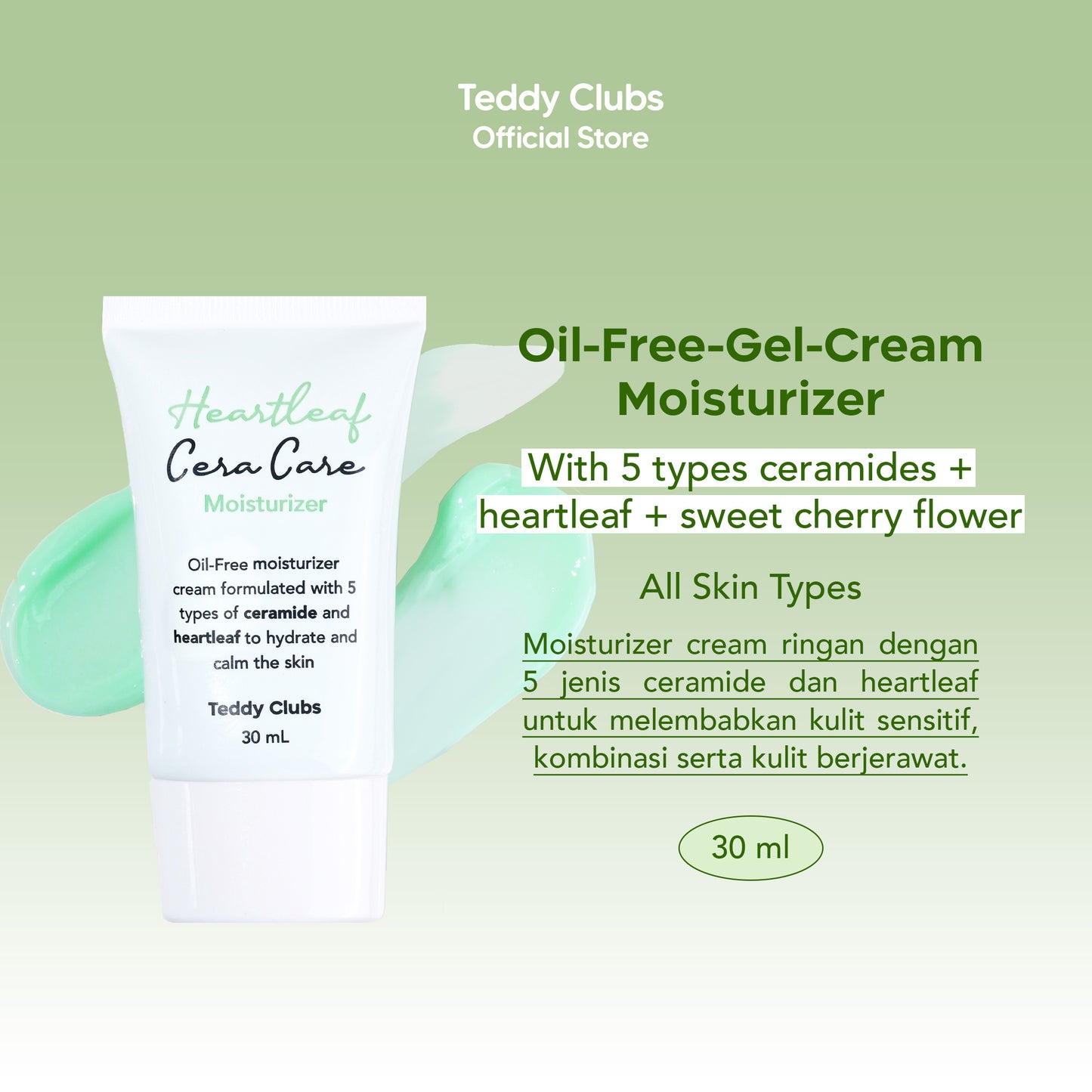 Teddy Clubs Heartleaf Cera Care Moisturizer | 30gr