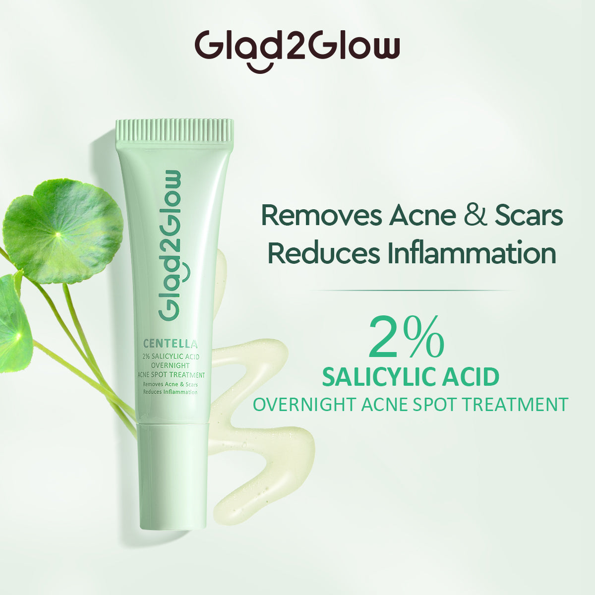 Glad2Glow Centella 2% Salicylic Acid Overnight Acne Spot Treatment | 5 g