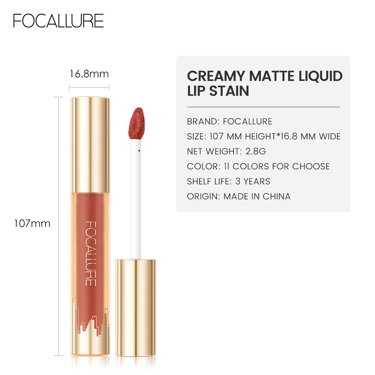 FOCALLURE CREAMY MATTE LIQUID LIP STAIN FA425 RD01