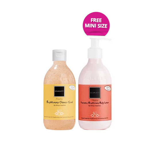 [Combo] SCARLETT Whitening Shower Scrub - Freshy (300ml) + Free Whitening Fragrance Body Lotion Happy 30ml