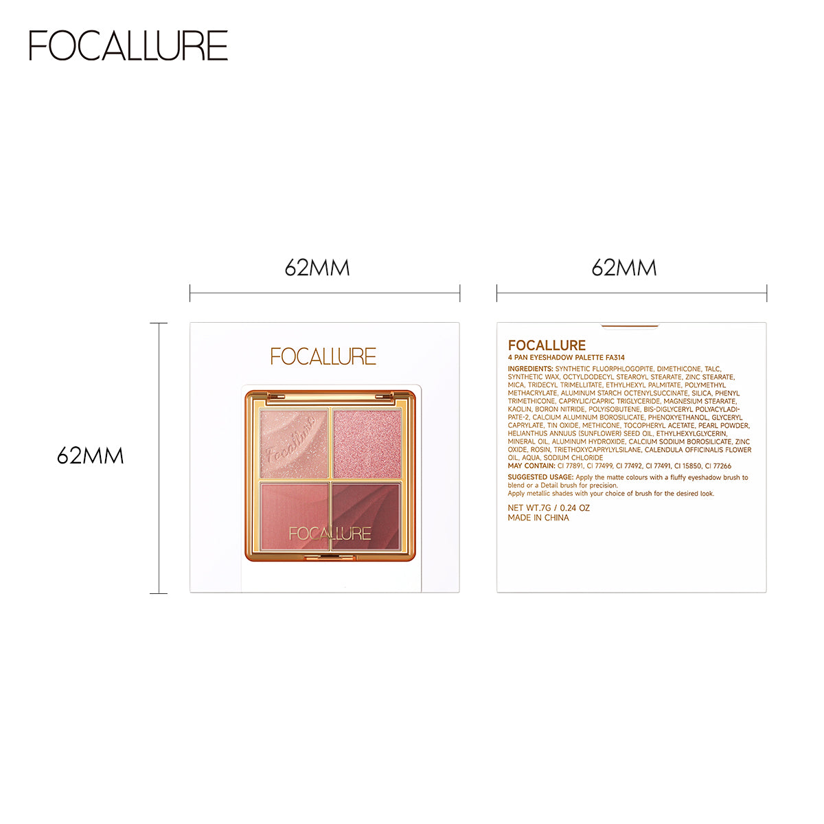 FOCALLURE 4 PAN EYESHADOW PALETTE FA314 BR03