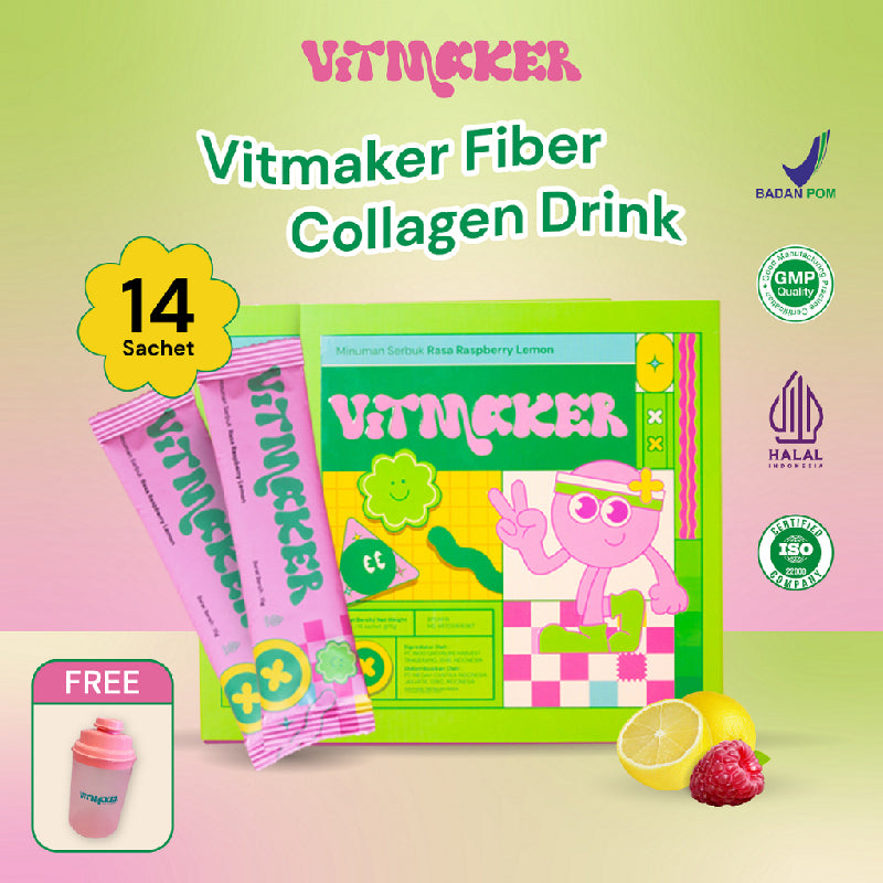 Vitmaker Fiber Collagen Lime Raspberry Drink | 14 sachet