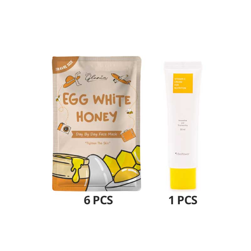 COMBO 6+1 Mask By Lea Masker Egg White | 10g FREE Bellflower