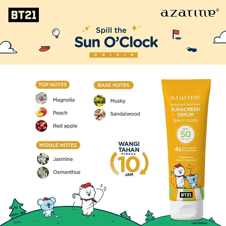 Azarine Bt21 Bodyguard Moisturiser Sunscreen Serum Sun O'Clock | 100 ml