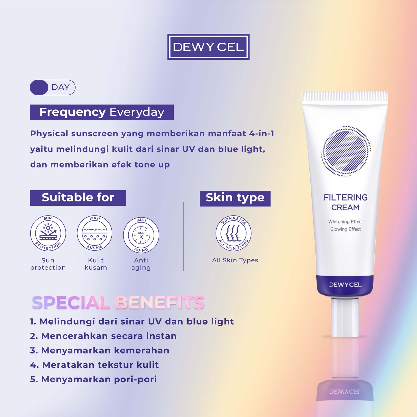 Dewycel Filtering Cream SPF 50+ PA++++ | 40 ml