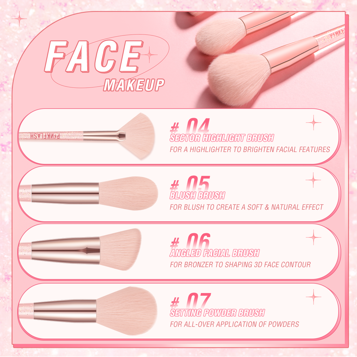 PINKFLASH PF-T04#07 Medium Loose Powder Brush