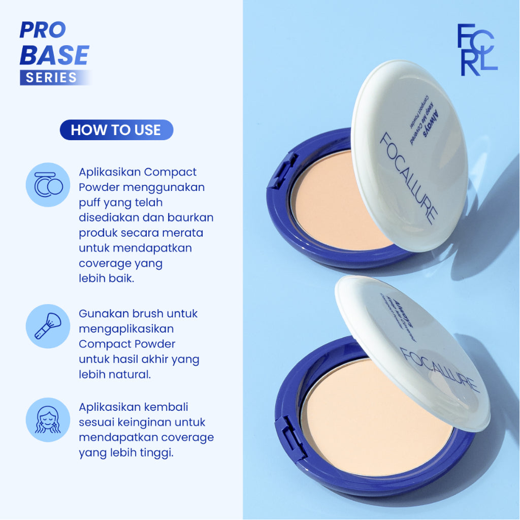 FOCALLURE Always Keep Me Covered Compact Powder - 01 PORCELAIN