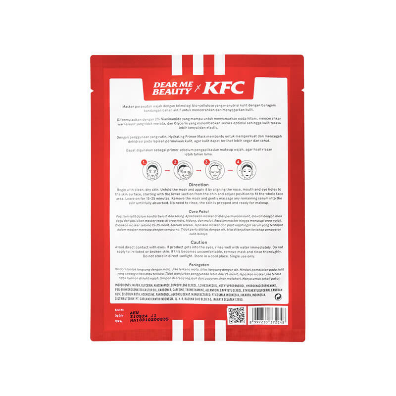 [Exp. Juni 2024] Dear Me Beauty X KFC Hydrating Primer Sheet Mask | 12 pcs