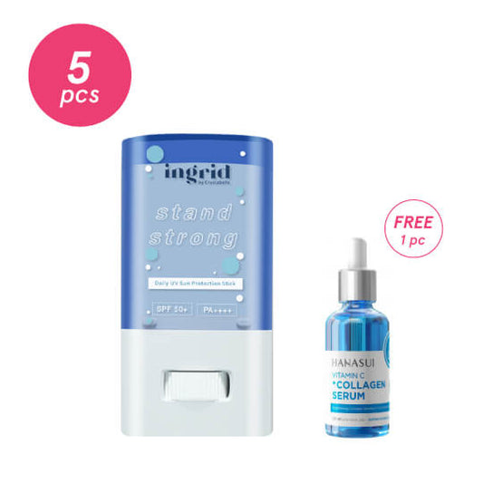 [Combo 5+1] Ingrid UV Stick Sunscreen + [Free] Hanasui Serum Vitamin C with Collagen