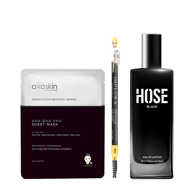 [Combo 25+4] Pinkberry Hose Eau De Parfum (EDP) Black (50 ml) + [Free x2] Implora Eye Pencil + [Free x2] Avoskin Sheet Mask