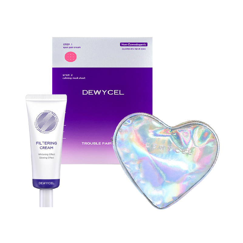 [Combo] Dewycel Trouble Pair Mask + Dewycel Filtering Cream SPF 50+ PA++++ (40 ml) +  [Free] Heart Pouch