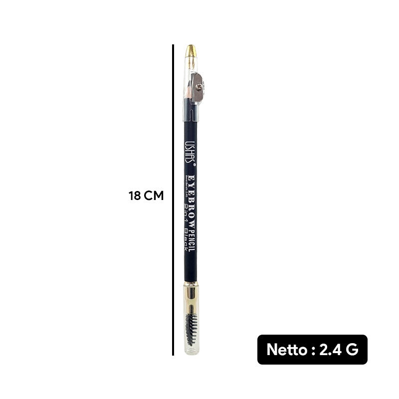 Ushas 2IN1 Eyebrow Pencil Black | 2.4gr