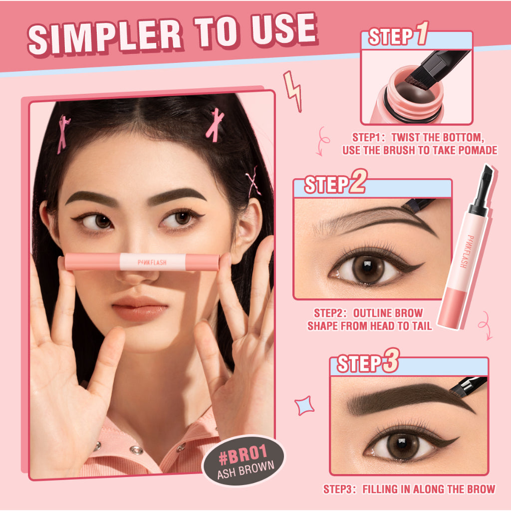 PINKFLASH SMUDGE PROOF BROW POMADE BR01