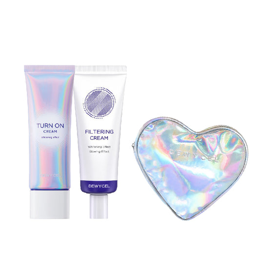 [Combo] Dewycel Turn On Cream Whitening Effect (50 ml) + Dewycel Filtering Cream SPF 50+ PA++++ (40 ml) + [Free] Heart Pouch