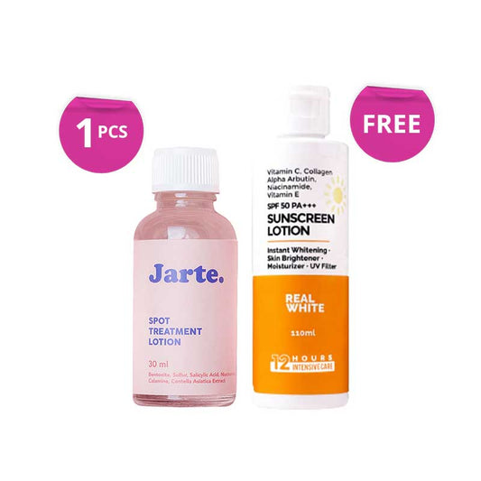 [Combo] JARTE BEAUTY Bye Bye Acne - Spot Treatment Lotion + Free Item Real White Whitening Sunscreen Lotion