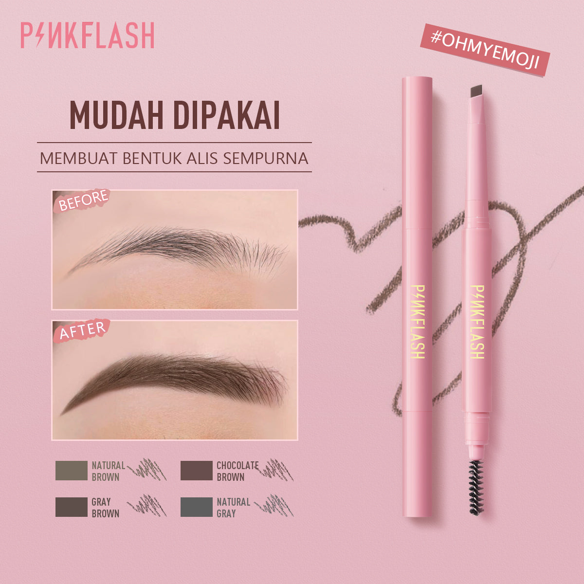 Pinkflash Waterproof Auto Eyebrow Pencil PF-E09 - #02 Chocolate Brown